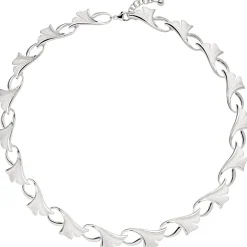 Kette Collier Halskette Ginko Blätter, 925 Silber teilmattiert, 47cm