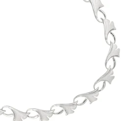 Kette Collier Halskette Ginko Blätter, 925 Silber teilmattiert, 47cm