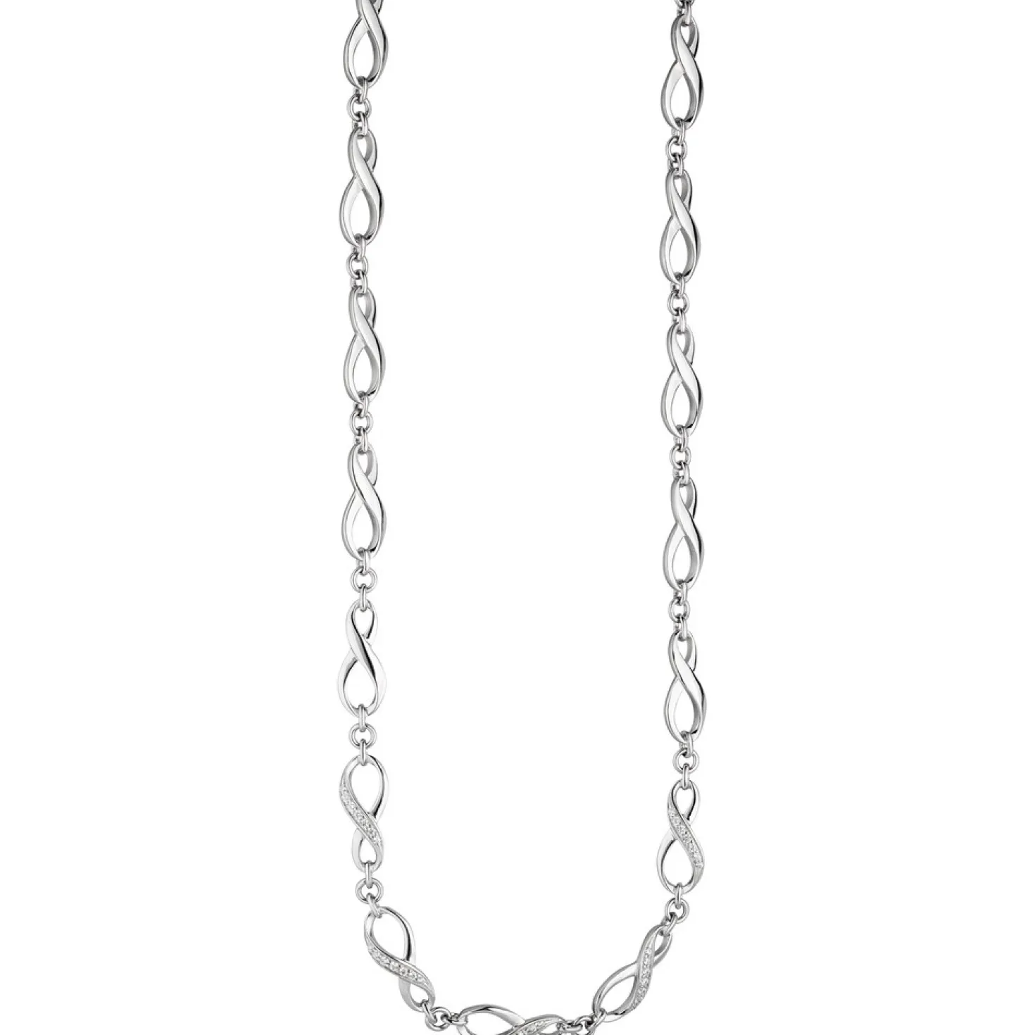 Kette Collier Halskette Unendlichkeit Zeichen 925 Silber mit Zirkonia 48cm Damen