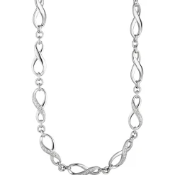 Kette Collier Halskette Unendlichkeit Zeichen 925 Silber mit Zirkonia 48cm Damen