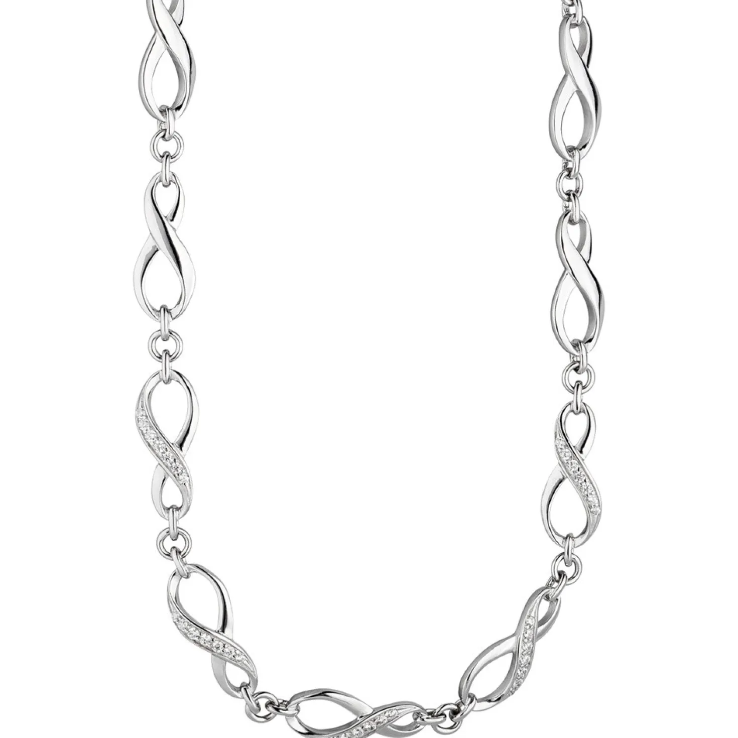Kette Collier Halskette Unendlichkeit Zeichen 925 Silber mit Zirkonia 48cm Damen