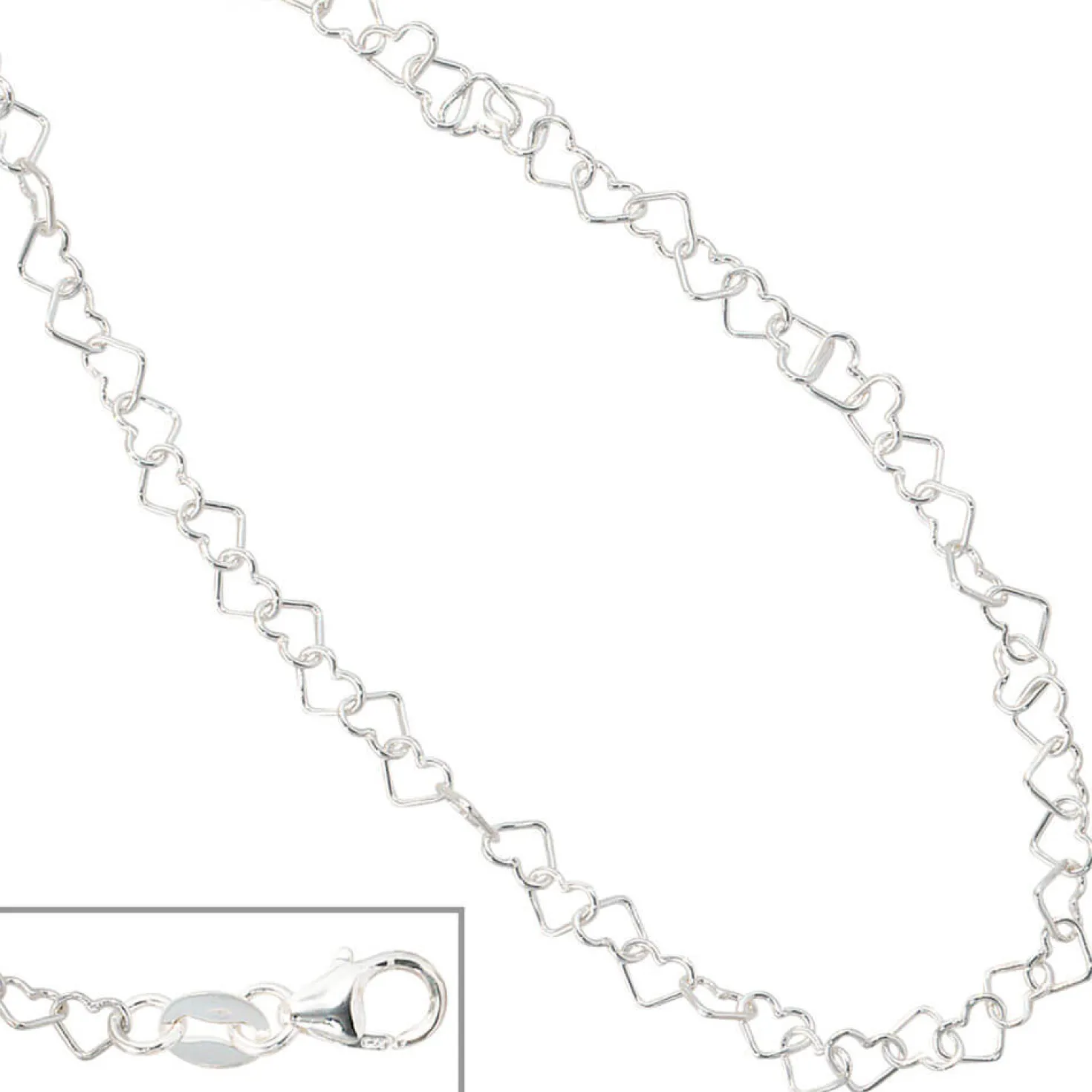 Kette Collier, Herzen Herzchen, 925 Silber, Silberkette, 35 cm, Kinder