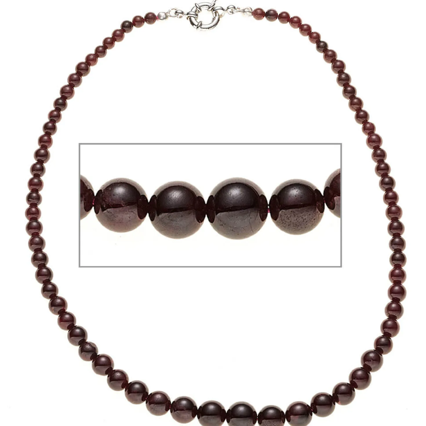 Kette Collier im Verlauf Edelsteinkette, Granat, Federring, 45cm