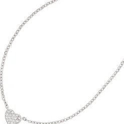 Kette Collier mit Anhänger Herz 26 Brillanten 0.1Ct 585 Gold Weißgold 45cm