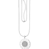 Kette Collier mit Anhänger in Form einer Sonnenblume, rund, Edelstahl 80cm