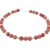 Kette Collier Natur-Koralle mit Poren & Süßwasser-Perlen 925 Silber rot-orange