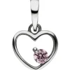Kinder Anhänger Herz aus 925 Silber mit Zirkonia pink Halsschmuck 8,6x8mm