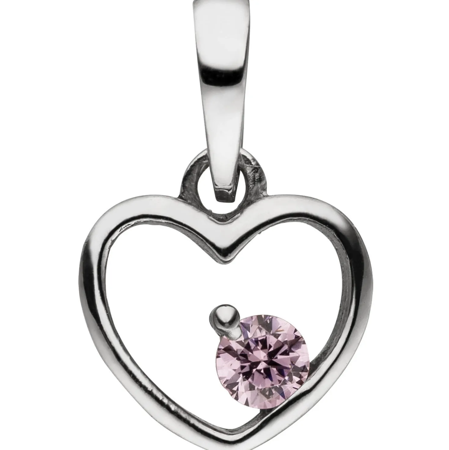 Kinder Anhänger Herz aus 925 Silber mit Zirkonia pink Halsschmuck 8,6x8mm