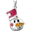 Kinder Anhänger 14x22,9mm Schneemann-Kopf aus 925 Silber mit bunten Lackeinlagen