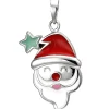 Kinder Anhänger 13,5x23,2mm Weihnachtsmann-Kopf Santa aus 925 Silber rot-weiss