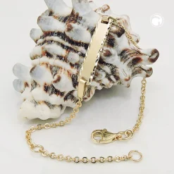 Kinder-Armband mit Gravurplatte Schildarmband, 375 Gold Gelbgold, 12-15cm