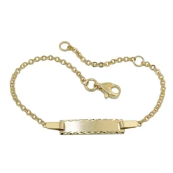 Kinder-Armband mit Gravurplatte Schildarmband, 375 Gold Gelbgold, 12-15cm