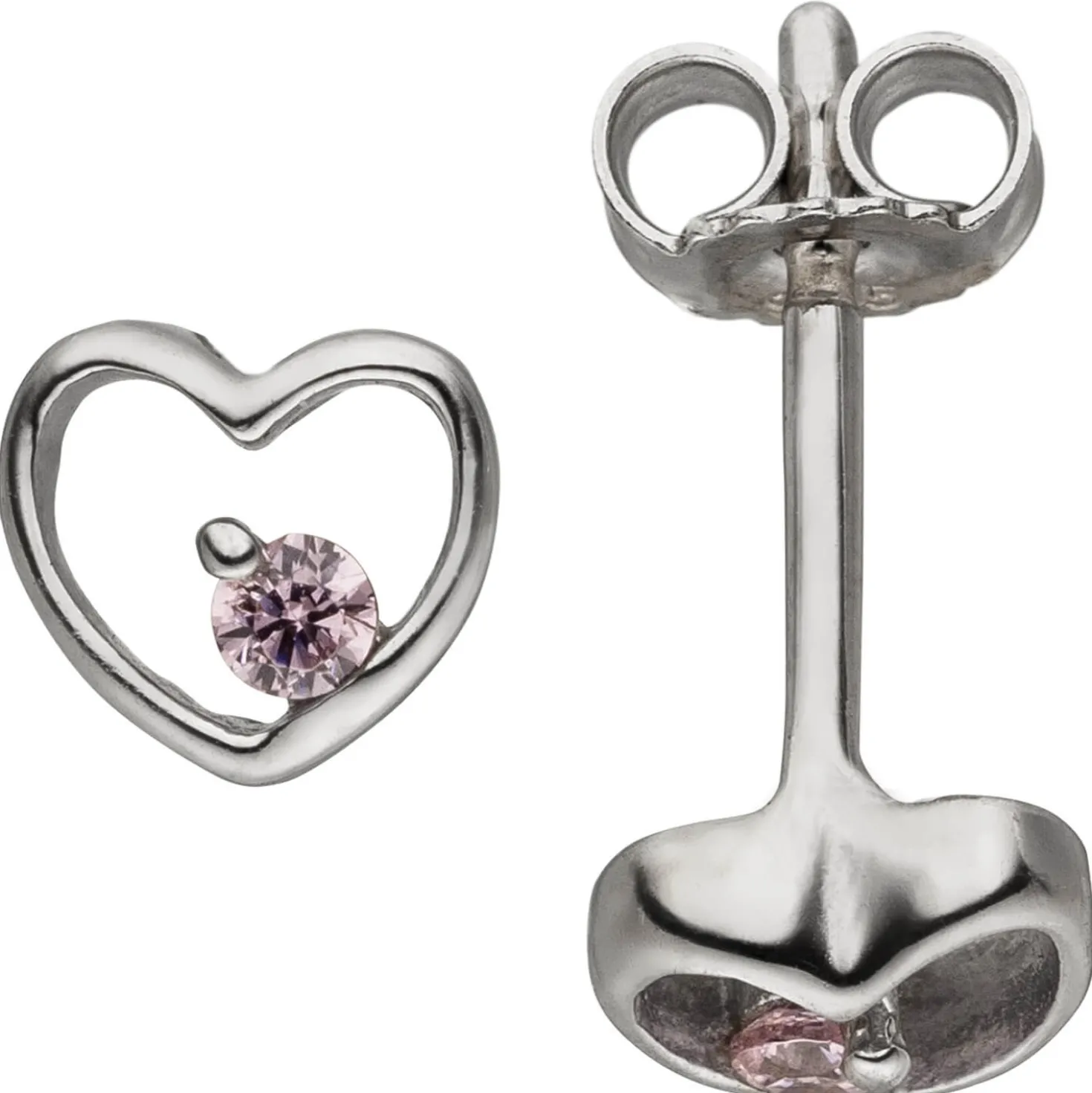 Kinder Ohrstecker Herzen 5,5x6mm 2 Zirkonia pink 925 Silber Ohrringe Ohrschmuck