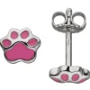 Kinder Ohrstecker Pfote 925 Silber rose pink Lackeinlagen Ohrringe Ohrschmuck