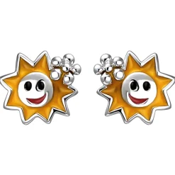 Kinder Ohrstecker Sonne aus 925 Silber mit Lackeinlagen multicolor Ohrschmuck