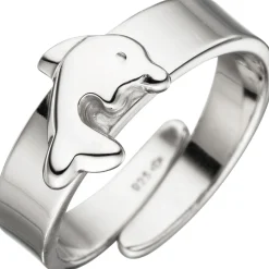 Kinderring Delfin Ring für Kinder aus 925 Silber Silberring verstellbare Größe