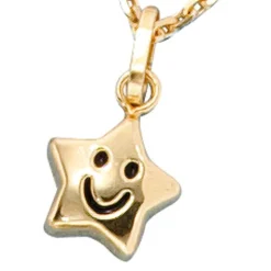 Kinder Schmuck Anhänger 7,8x10,2mm Stern mit Gesicht 333 Gold Gelbgold