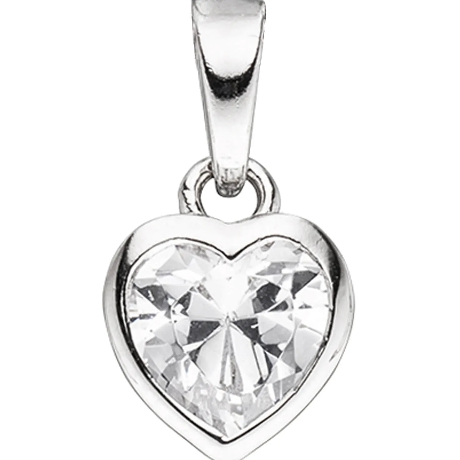 Kinder Schmuck-Set Herz aus 925 Silber mit Zirkonia Anhänger Ohrringe Kette 42cm