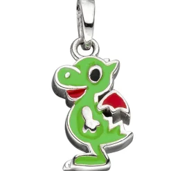 Kinder Schmuck-Set kleiner Drache aus 925 Silber grün lackiert mit Kette 38cm