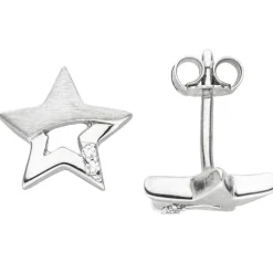 Kinder Schmuck-Set Stern 925 Silber mit Zirkonia Ohrstecker Anhänger Kette 42cm