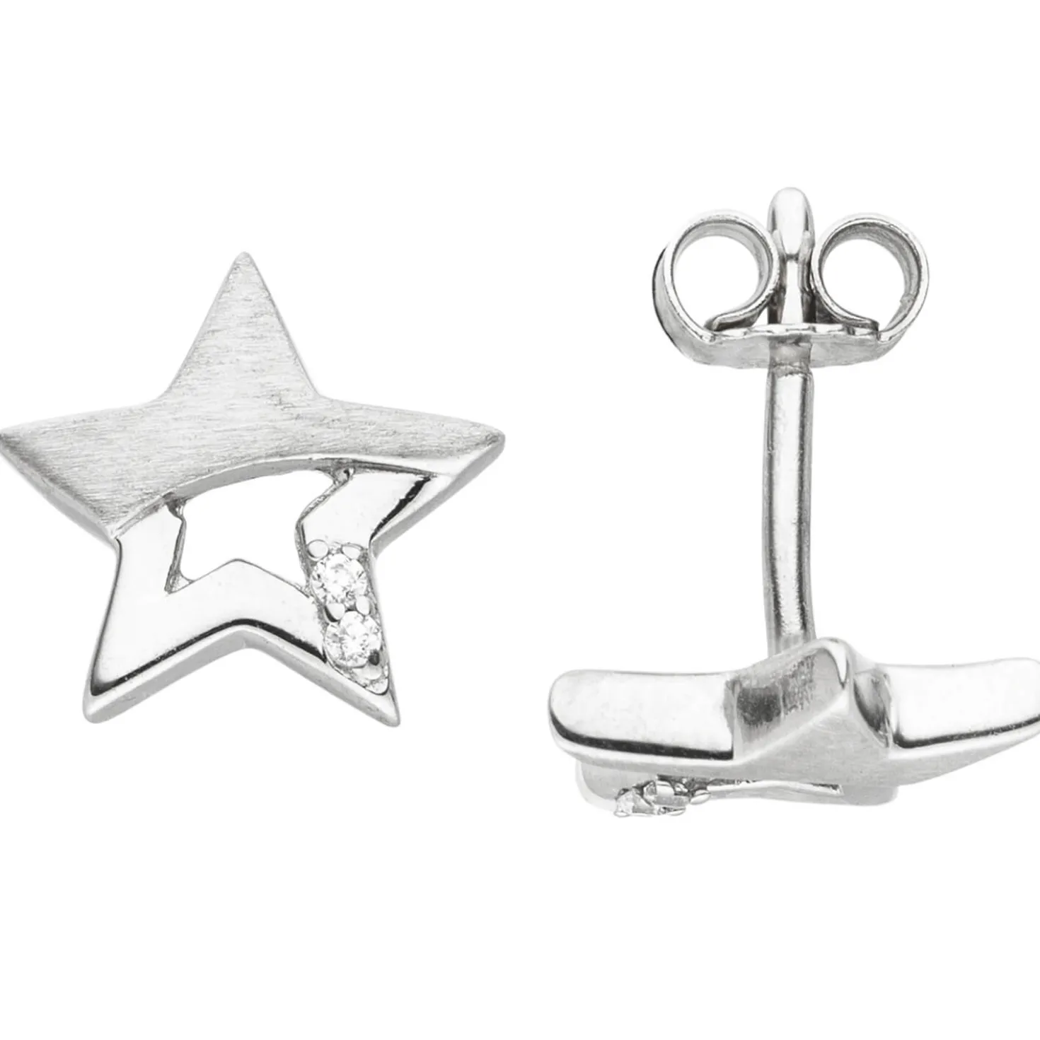 Kinder Schmuck-Set Stern 925 Silber mit Zirkonia Ohrstecker Anhänger Kette 42cm