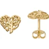 Kleine Ohrstecker 9,2x8mm Herz/Baum Lebensbaum aus 375 Gold Gelbgold Ohrringe