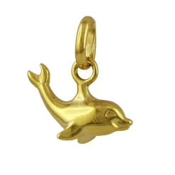 Kleiner Anhänger Delfin 12x7mm aus 9Kt 375 Gold Gelbgold glänzend