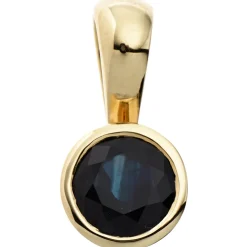 Kleiner Anhänger 5,8x12,2mm Safir Saphir blau 333 Gold Gelbgold schlicht