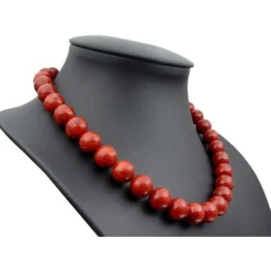 Korallenkette Kette Collier, Koralle Schaumkoralle, & 925 Silber, rot-braun