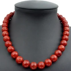 Korallenkette Kette Collier, Koralle Schaumkoralle, & 925 Silber, rot-braun