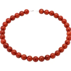 Korallenkette Kette Collier, Koralle Schaumkoralle, & 925 Silber, rot-braun