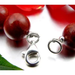Korallenkette Kette Collier, Koralle Schaumkoralle, & 925 Silber, rot-braun
