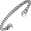 Kordel Armspange offener Armreif Edelstahl teilmattiert 17cm Armschmuck Armband