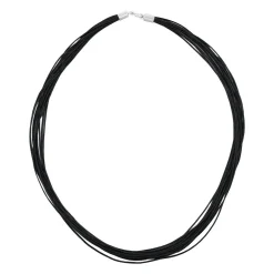 Kordelband, 14-reihig, schwarz, Verschluss 925 Silber, Unisex, 45-46cm