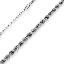 Kordelkette im Verlauf Kette Collier Halskette aus 925 Silber rhodiniert 45cm