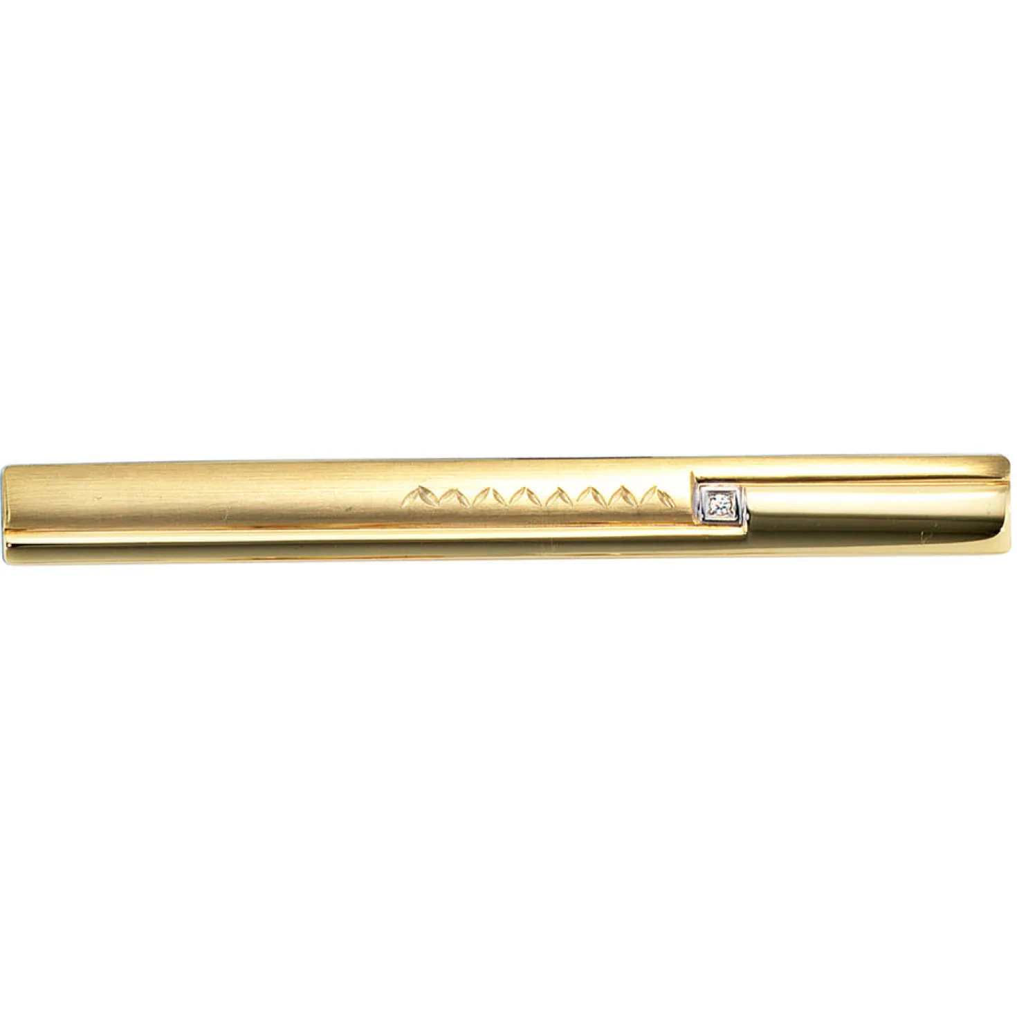 Krawatten-Schieber 333 Gold Gelbgold und 925 Silber Zirkonia teilmattiert Herren