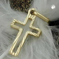 Kreuz Anhänger 16x9mm diamantiert aus 585 Gold Gelbgold Goldanhänger