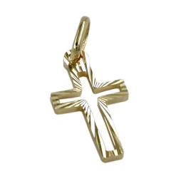 Kreuz Anhänger 16x9mm diamantiert aus 585 Gold Gelbgold Goldanhänger