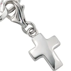 Kreuz Anhänger 8x12,1mm Einhänger Charm Charms aus 925 Silber rhodiniert Damen