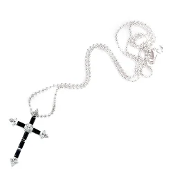 Kreuz - Anhänger 21x30,4mm mit Zirkonia schwarz-weiß 925 Silber Damen