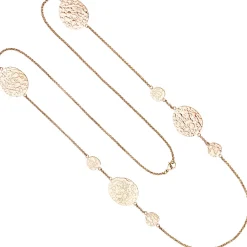 Lange Erbs-Kette Halskette Edelstahl rotgold-farben Anhänger mit Struktur 90cm