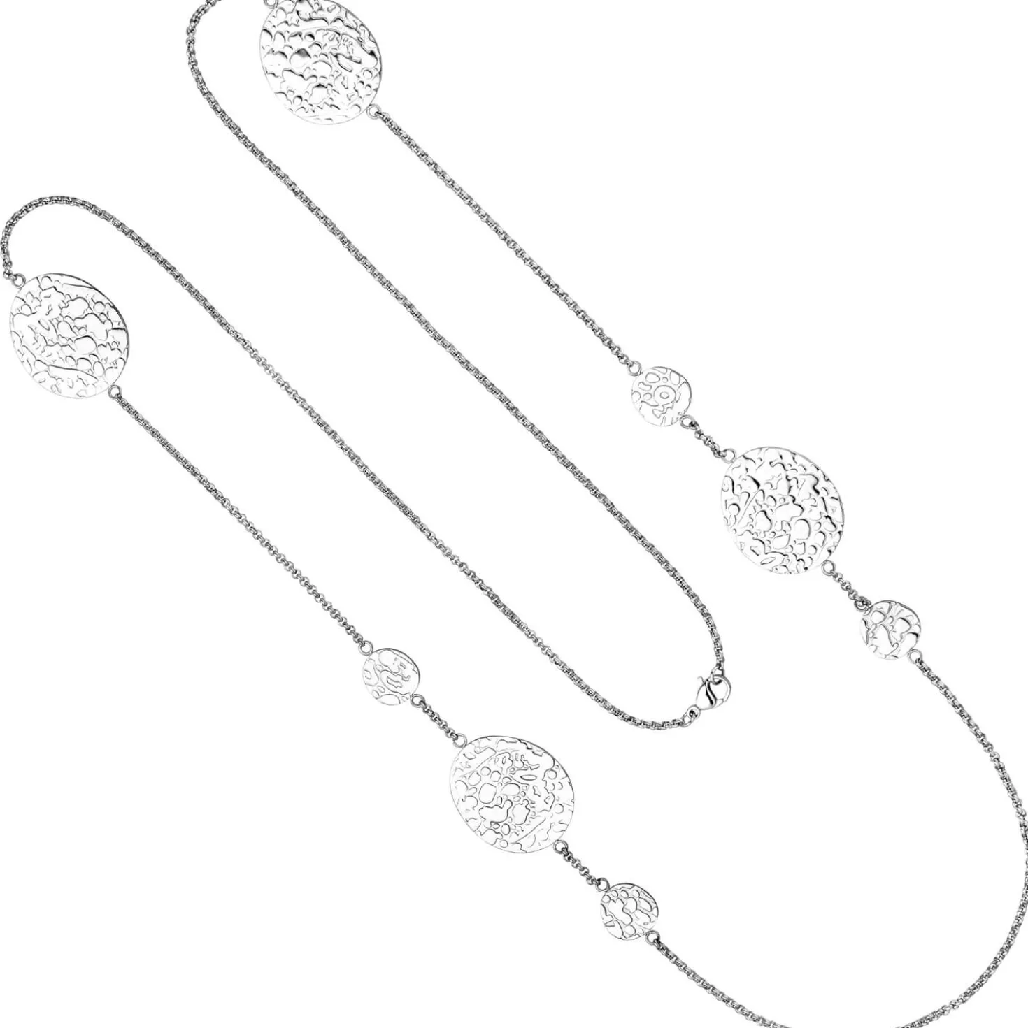 Lange Erbs-Kette Halskette Halsschmuck aus Edelstahl Anhänger mit Struktur 90cm