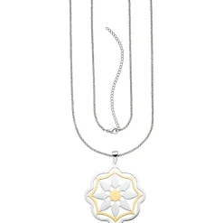 Lange Halskette Erbskette mit Anhänger Blume aus Edelstahl bicolor 70-80cm