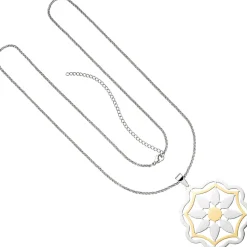Lange Halskette Erbskette mit Anhänger Blume aus Edelstahl bicolor 70-80cm