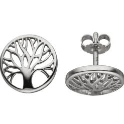 Lebensbaum Ohrstecker Ohrschmuck 10,5mm 925 Silber glänzend rund Ohrringe Baum