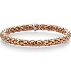 Lotus-Armband Armreif Armschmuck elastisch 6mm 750 Gold Rotgold für Damen