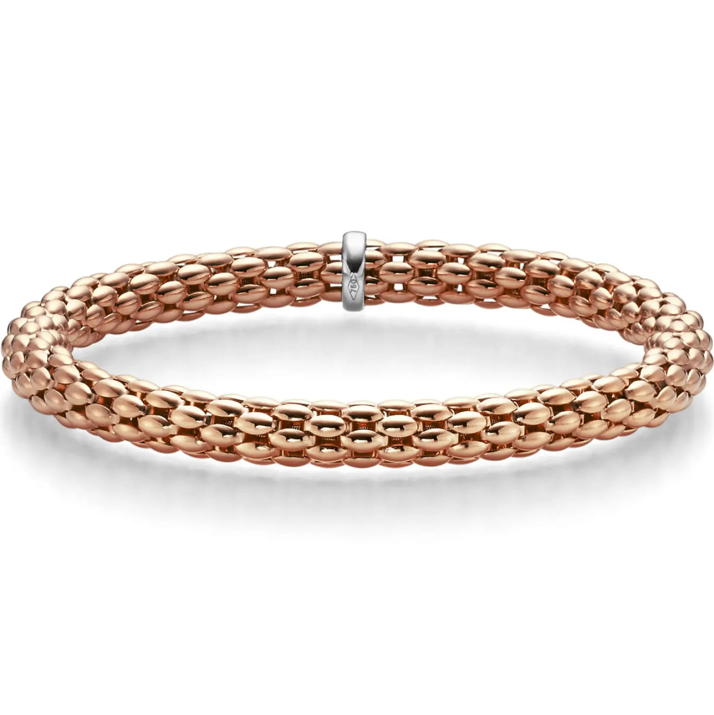 Lotus-Armband Armreif Armschmuck elastisch 6mm 750 Gold Rotgold für Damen