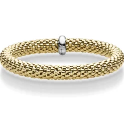 Lotus-Armband Armreif elastisch 8,5mm aus 585 Gold Gelbgold stretch flexibel