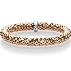 Lotus-Armband Armreif elastisch 8,5mm aus 585 Gold Rotgold stretch flexibel