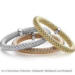 Lotus-Armband Armreif elastisch 8,5mm aus 750 Gold Weißgold stretch flexibel